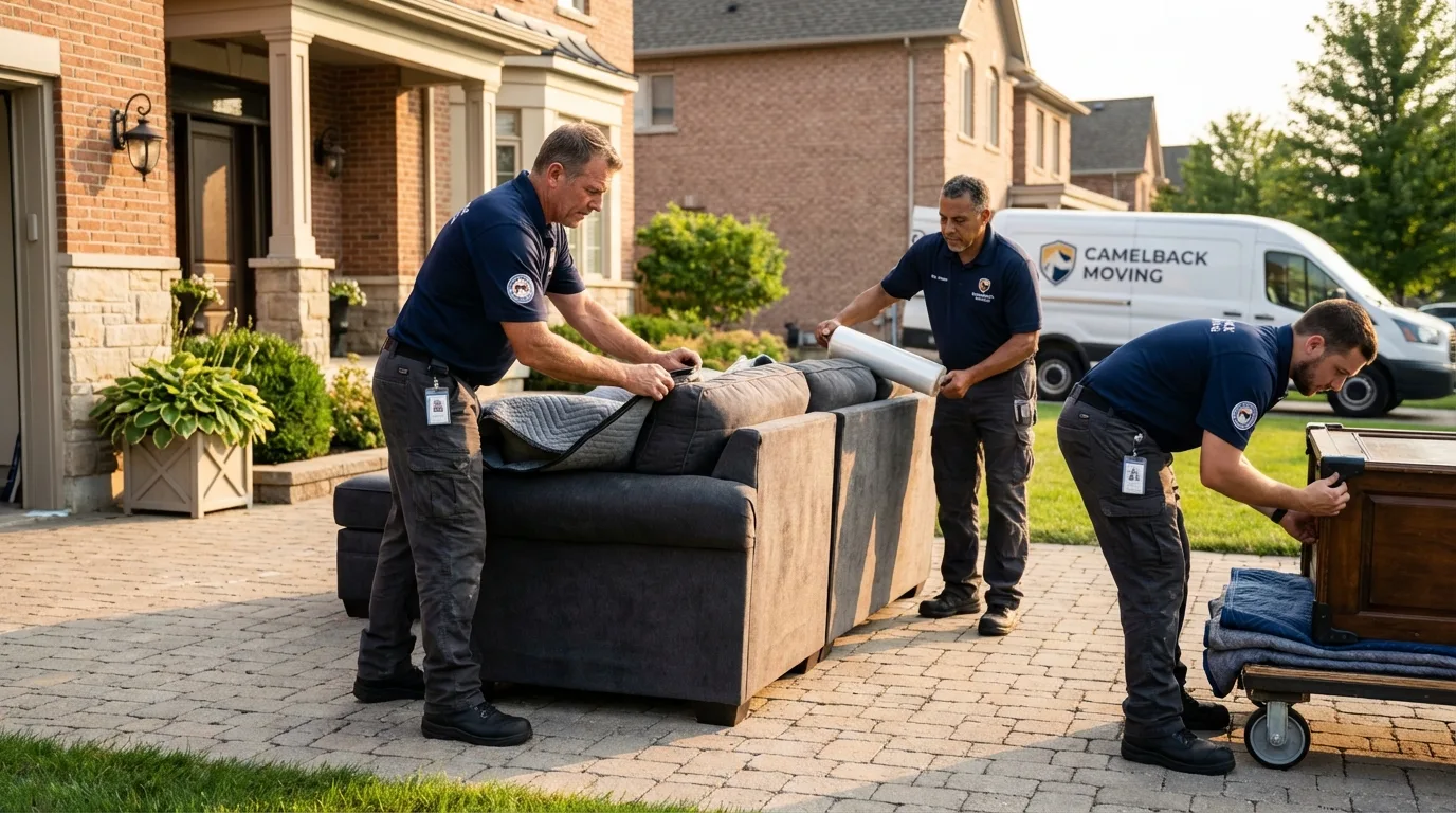 Large estate moving crew wrapping furniture in Lanesborough, MA